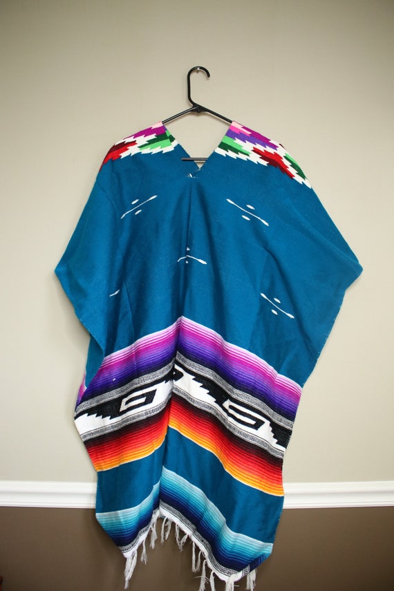 Colorful Vintage Mexican Serape Poncho