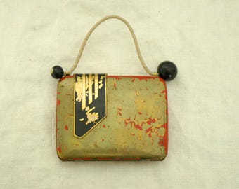 German Brass Art Deco Compact and Mirror- Very Cool-