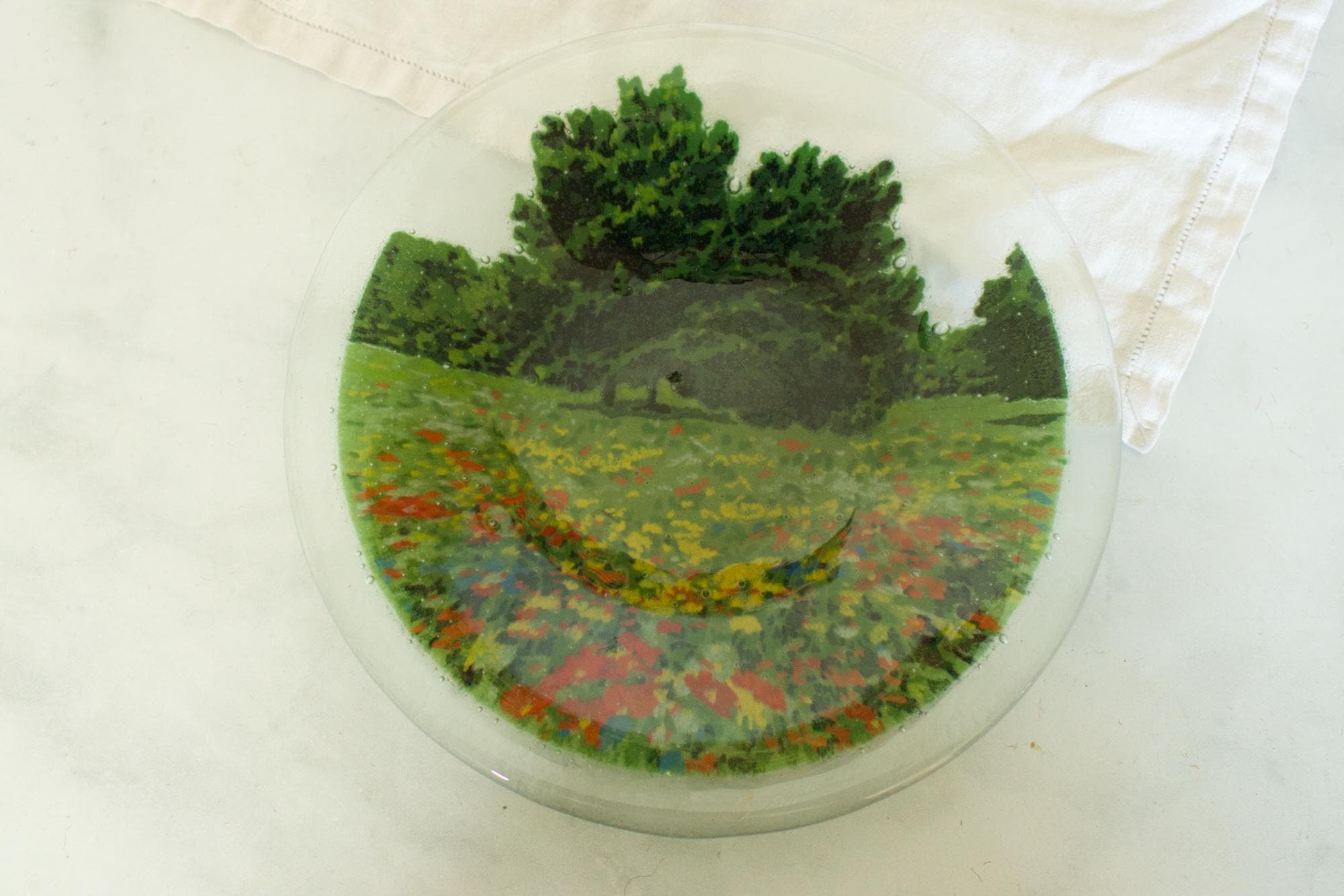 Peggy Karr Handcrafted Art Glass Field of Flowers Plate, Round - Etsy