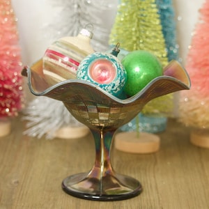 Northwood Glass Amethyst Fruit Decor Compote