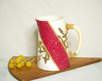 RARE Antique British Gold Bird Motif Porcelain Pitcher