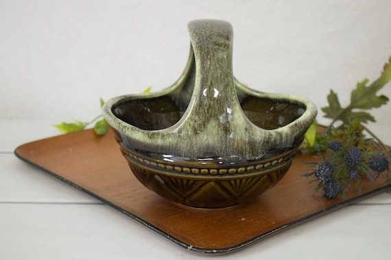 Hull Pottery Green Glaze Art Deco Basket | Etsy