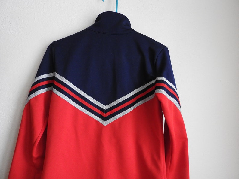 White and Blue Varsity Track Jacket Red