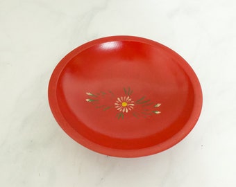 Red Swedish Wooden Bowl- Folk Art- Decorative Bowl