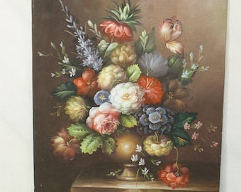 Colorful Baroque Style Flower Bouquet Still Life- Canvas Oil Painting