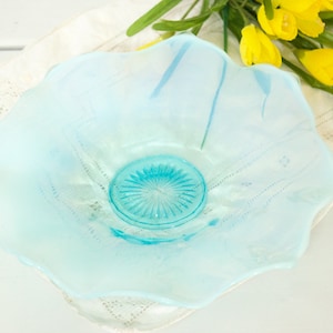 Light Blue Opalescent Glass Bowl
