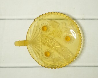 Adams and Co Glass Fan Dish- Victorian Era-EAPG