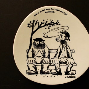 Knabstrup Cartoon Keramik Dish- Made in Denmark- Wall Decor