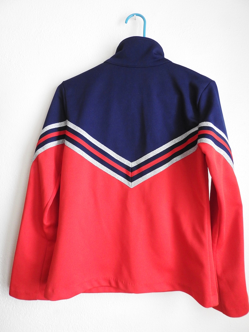 White and Blue Varsity Track Jacket Red