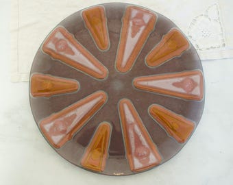 Higgins Fused Art Glass Plate- Siamese Pattern- Signed
