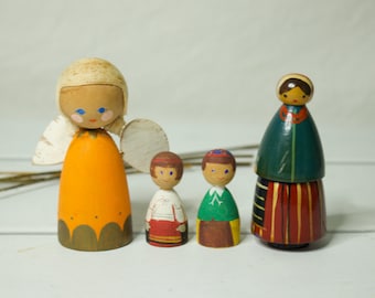 Wooden Scandinavian Figurines- Small-Folk Art Style