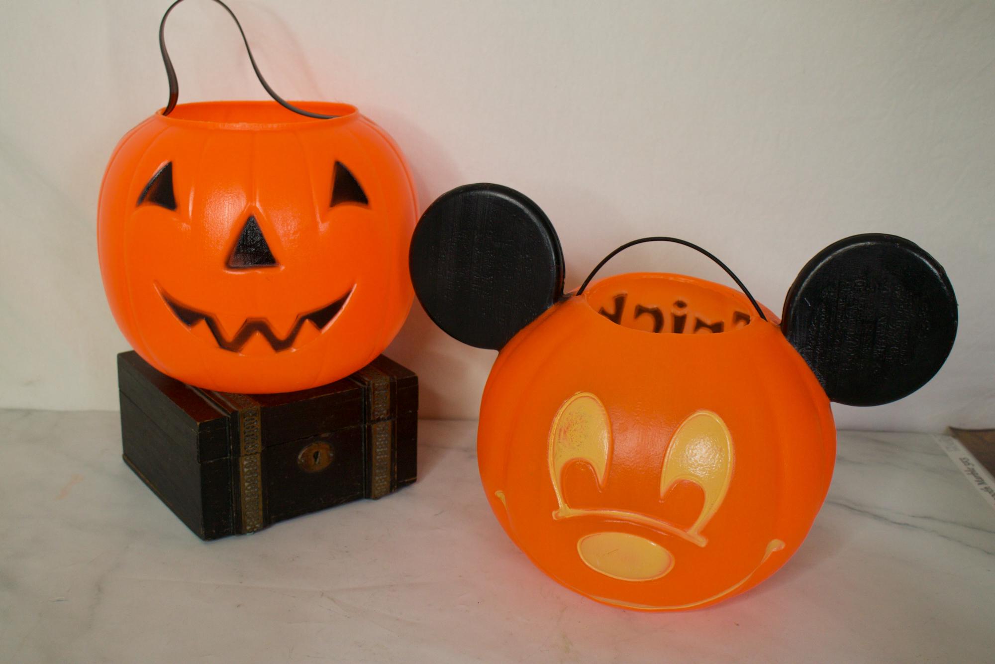 Vintage Mickey Mouse General Foams Pumpkin Candy Pail Plastic Blow Mold Pumpkin Tub Etsy Canada