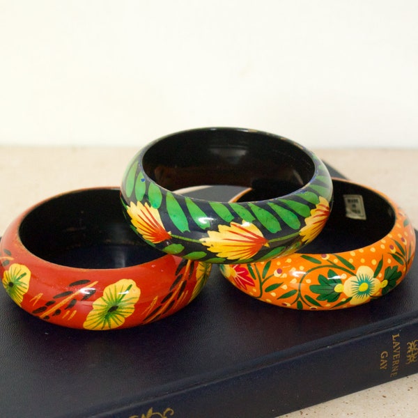 Eva Graham Boho Style Floral Wooden Bracelets