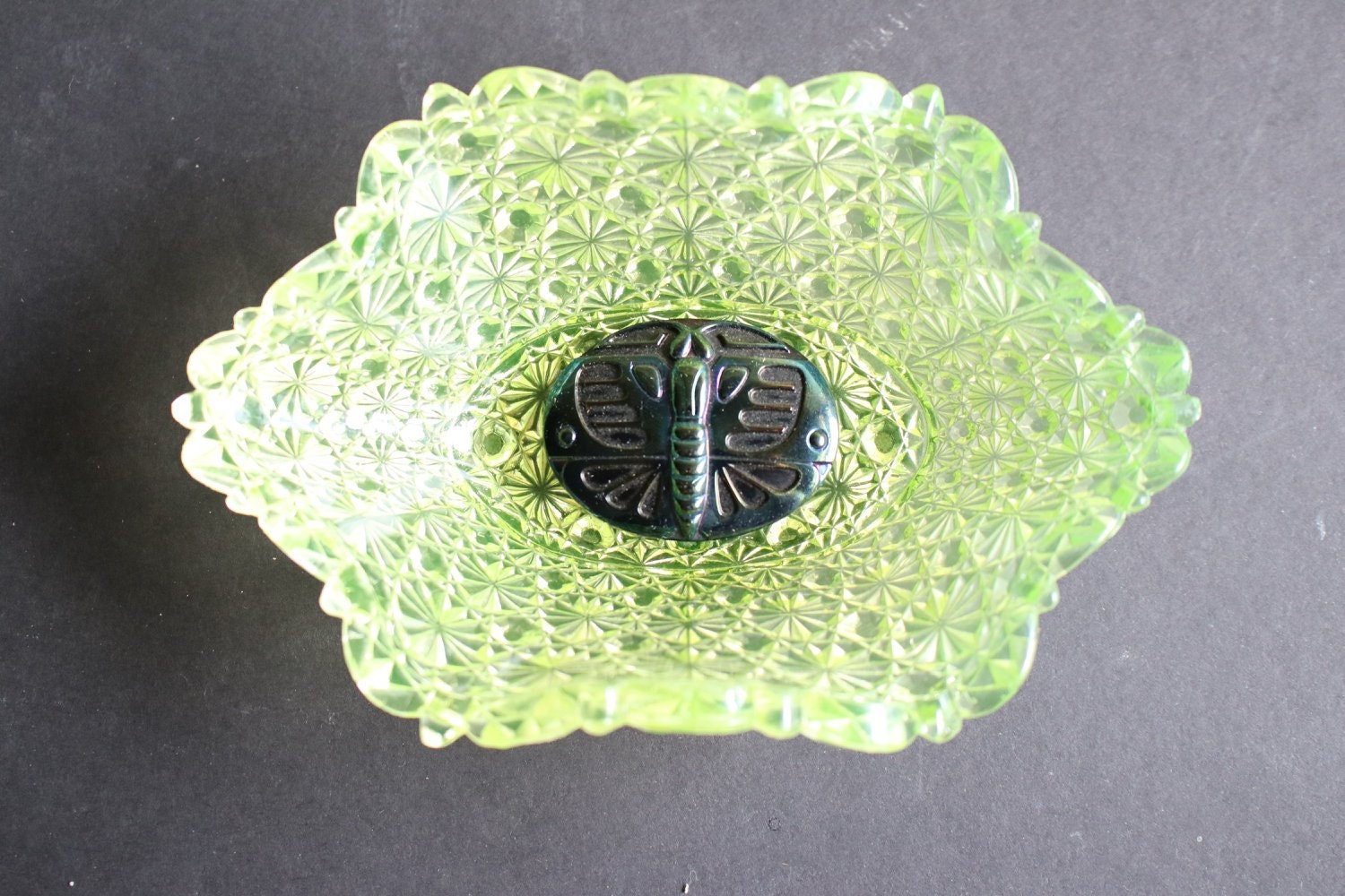 Vintage Art Deco Green Glass And Clear Rhinestone Hat Pin Art Deco Hatpin - Etsy main image 2