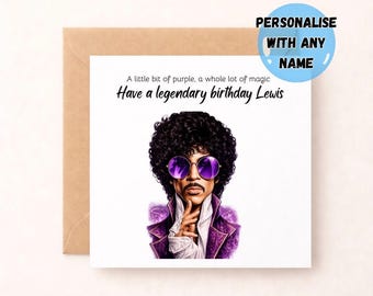 Prince Inspired Birthday Card for Him, Purple Themed Funny Birthday Card, Legendary Birthday Card, Music Lover Greeting Card Unique