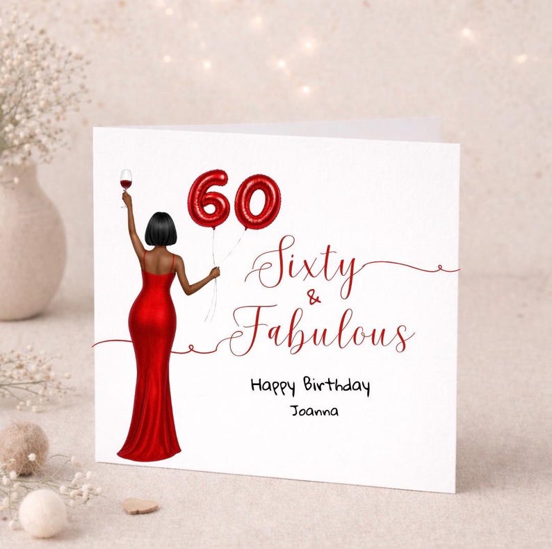 Personalised 60th Birthday Card for Her Custom Name Age 60 Card, Sixty ...