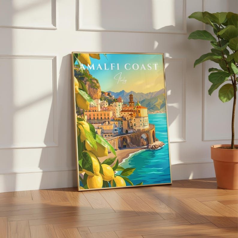 Amalfi Coast Italy Travel Poster – Colourful Art Print - Etsy