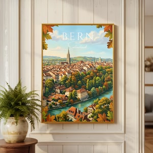 Reseposter Bern Schweiz – Färgglatt konsttryck