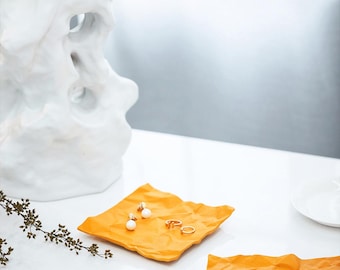 Ceramic Folded Tray Set | Crumpled Paper Art Dish, Modern Home Decor