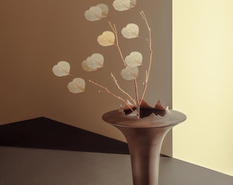 Crack Open Handmade Ceramic Vase | Modern Artisan Sculpture Home Decor | Unique Textured Flower Vessel