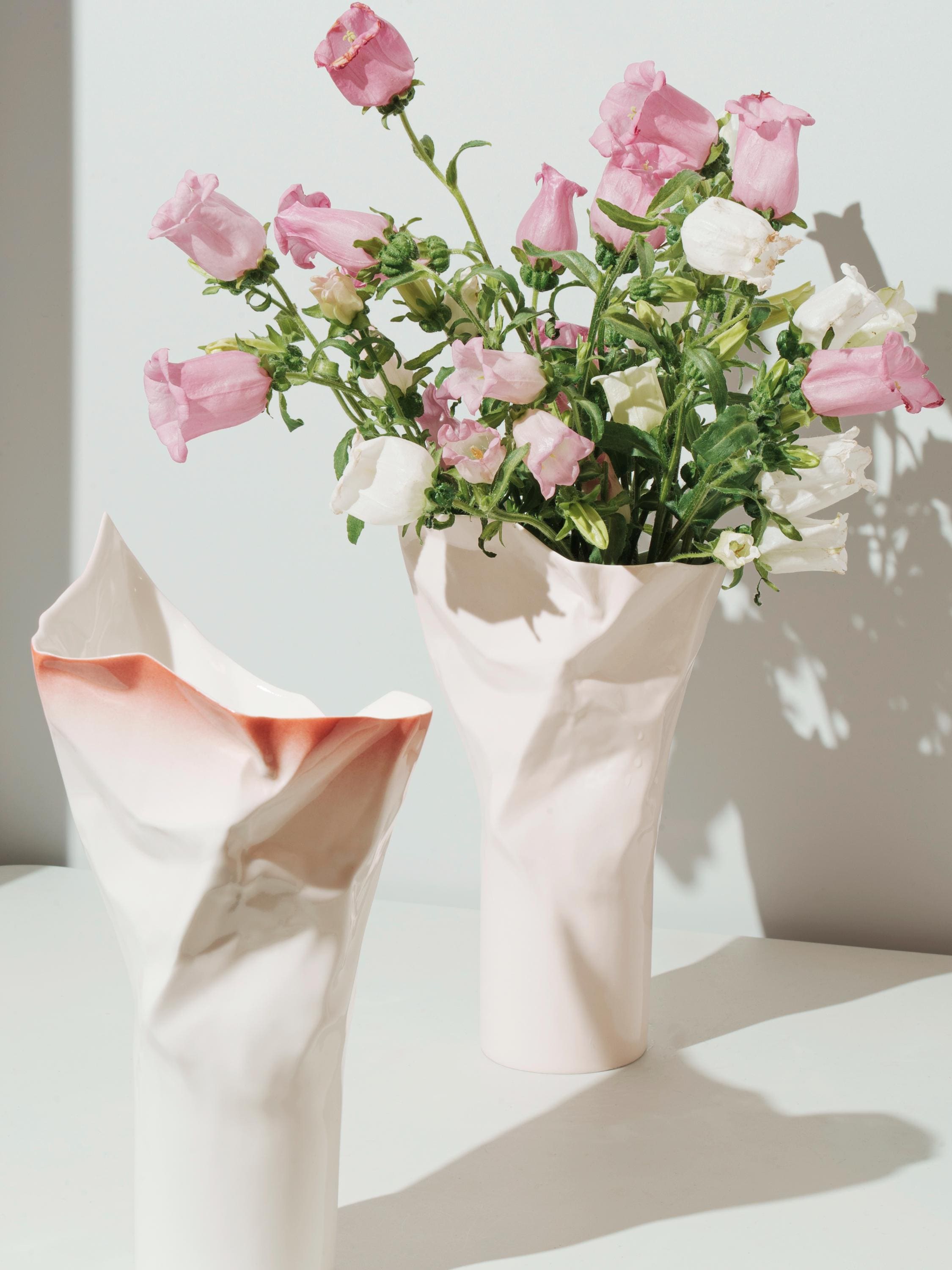 Handmade Ceramic Vase | Modern Crumpled Art Sculpture Unique Artisan Home Decor Gift