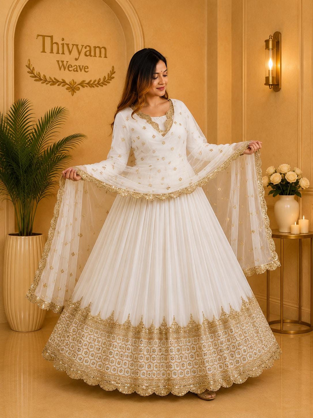 white embroidered pakistani dresses Maryum N Maria Embroidered Luxury Chiffon Dress