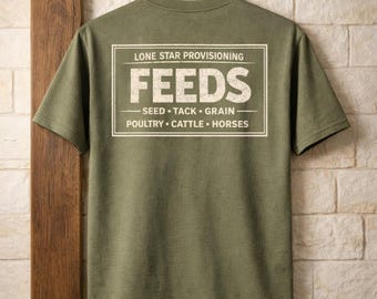 Lone Star Provisioning Feeds Vintage Farm Supply-shirt met print