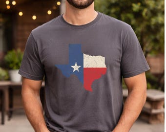Verontrust T-shirt met de vlag van Texas | Shirt met contouren van de staat Texas