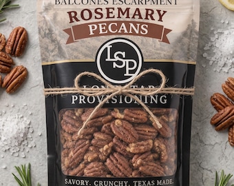 Rosemary Sea Salt Pecans Texas Gift | Small Batch Herbal Savory Pecan Snack | Gourmet Food Gift 8oz