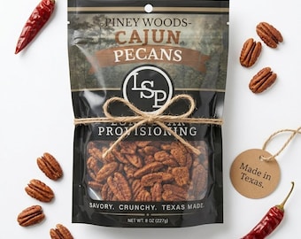Spicy Cajun Pecans Texas | Small Batch Roasted Savory Pecan Snack | Game Day Snack Gift 8oz