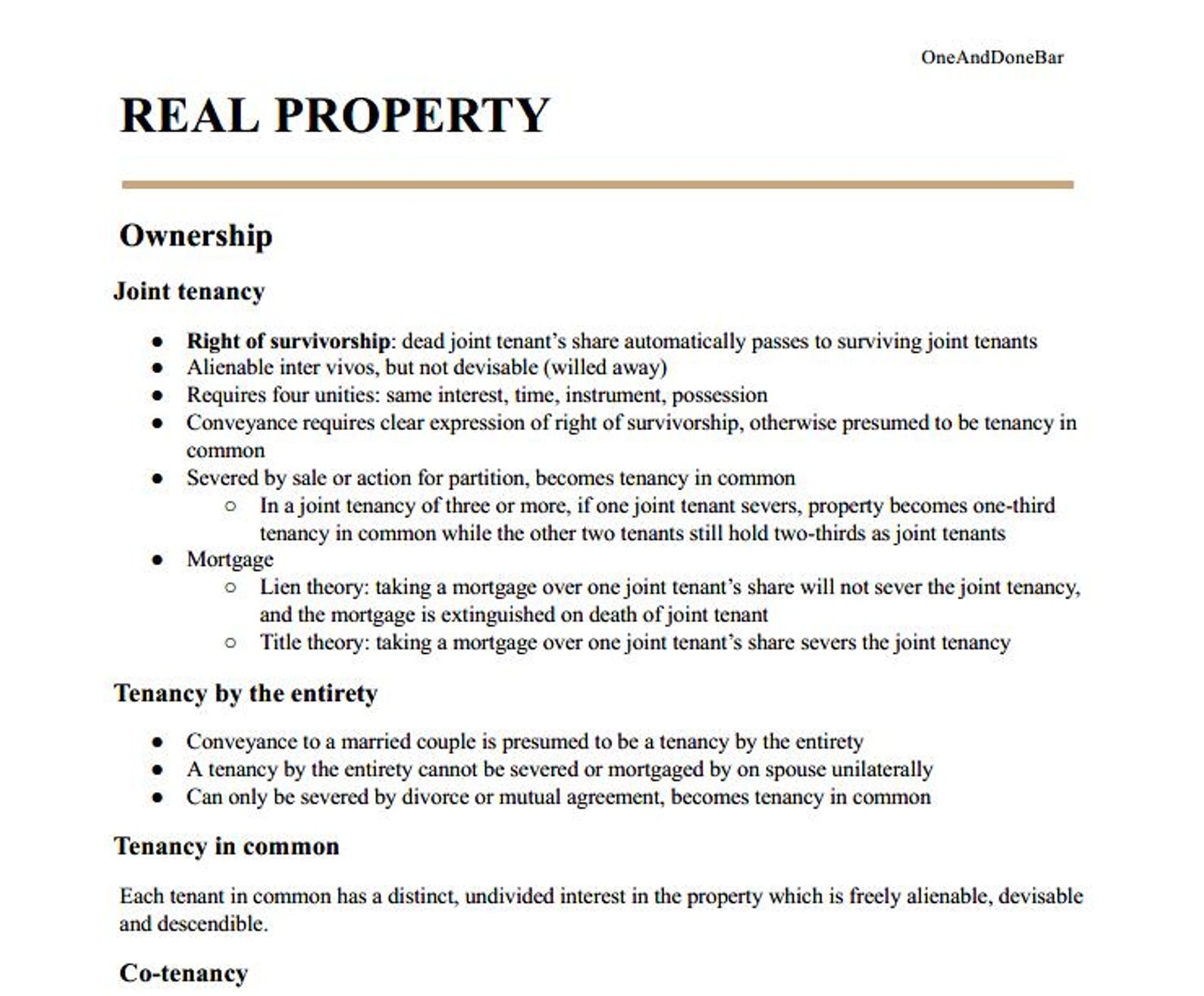 UBE MBE MEE Bar Exam Real Property Outline - Etsy