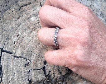 Silver Stacking Ring, Dotted Band, Unisex Jewelry