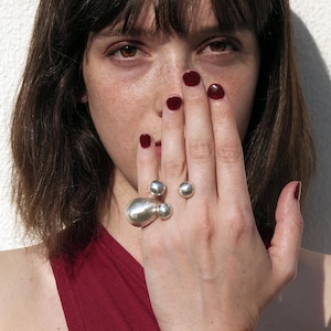 Adjustable Ball Sterling Silver Open Ring