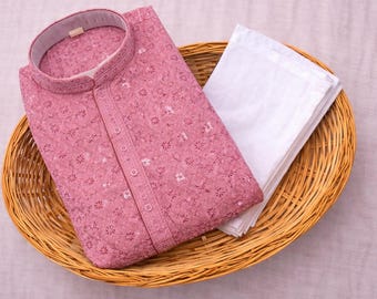 Men's Chikankari Kurta Pajama Set – Embroidered Cotton Indian Wedding, Festival Wear, Gift For Husband