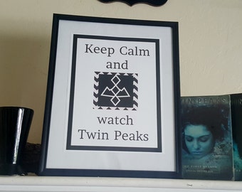 Keep Calm et montre de Twin Peaks noir et blanc art imprimé, prêt à l'art du cadre, de David Lynch Twin Peaks, maison et bureau 8,5 x 11