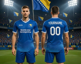 Custom Bosnia and Herzegovina 2026 Cup Soccer Jersey for Kids, Youth, Men & Women