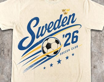 Sweden Soccer Shirt 2026, Vintage Swedish Football T-Shirt, Comfort Colors Sweden Soccer Club Tee, Retro Sports Fan Gift, Swedish Pride