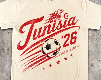 Tunisia Soccer Shirt, World Soccer 2026 Football Tee, Retro Tunisia Soccer Club Gift, Eagle of Carthage T-shirt, Tunisia Fan Gear