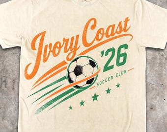 Ivory Coast Soccer T-Shirt, Vintage Cote d'Ivoire Football Club Tee, Retro 2026 World Soccer Fan Gift, Comfort Colors Sportswear