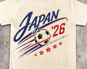 Japan Soccer Club Shirt 2026, Vintage World Football Tee, Comfort Colors Japanese Sportswear, Soccer Fan Gift, Nihon Retro Graphic Tee