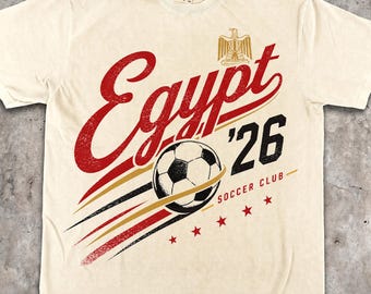Egypt Soccer T-Shirt, Vintage Egyptian Football Jersey Style Tee, Egypt World Soccer 2026 Shirt, Retro Graphic Sports Apparel, Egyptian Gift