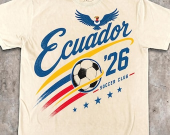 Ecuador Soccer Shirt 2026, Vintage Ecuador Soccer Club Tee, Andean Condor Football T-Shirt, Ecuadorian Pride Gift, Comfort Colors