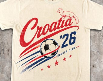 Croatia Soccer Shirt, Vintage Croatia 2026 Soccer Club T-Shirt, Comfort Colors Croatian Football Tee, Kuna Marten Graphic, Soccer Fan Gift
