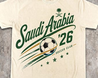 Saudi Arabia Soccer T-Shirt, Vintage Saudi Arabia 2026 Football Shirt, Comfort Colors Soccer Club Tee, Retro Saudi Sports Fan Gift