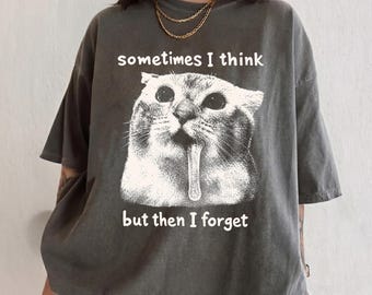 Comfort Colors Funny Drooling Cat T-Shirt, Silly Cat Tee, Weird Kitten Graphic Shirt, Retro Kitty Celestial Top, Cute Pet Lover Gift