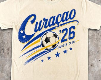 Curaçao Soccer T-Shirt Comfort Colors, Vintage Curaçao 2026 Soccer Club Shirt, Retro Caribbean Football Tee, Soccer Fan Gift Men Women