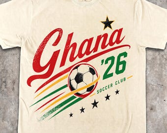 Ghana Soccer Shirt, Ghana 2026 Football Tee, Black Stars Ghana Gift, Vintage Style Soccer Club Tshirt, African Football Fan Jersey Style
