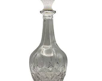 Decantador de cristal tallado vintage con tapón, 29 cm de alto, diseño de diamante.