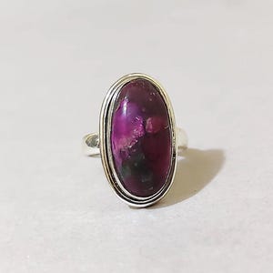 Handmade Ruby Zoisite 925 Sterling Silver Chunky Ring Boho Jewelry Statement Ring