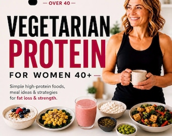Vegetarian Protein Guide for Women 40+ | High Protein Meal Plan, Protein Tracker & Grocery List PDF